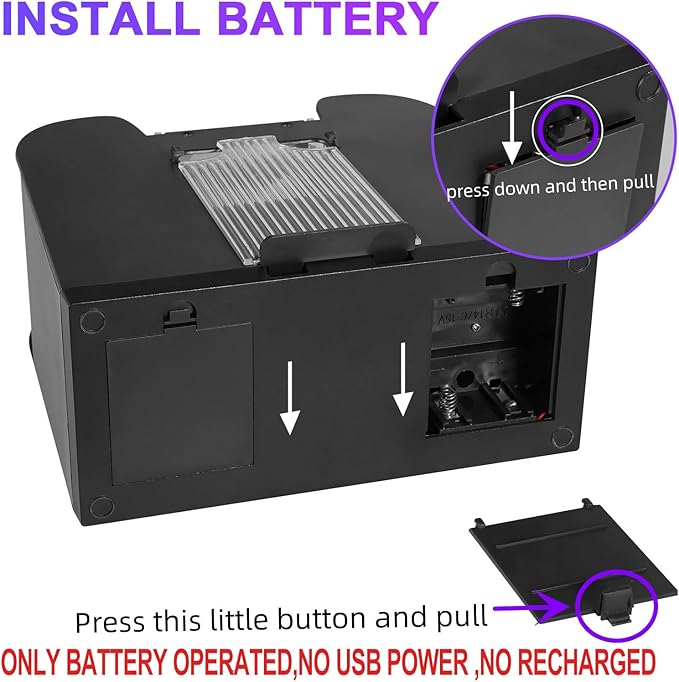 Automatic Card Shuffler 6 Deck,Battery-Operated Electric UNO Poker Shuffler,Playing Card Shuffler for Home Card Game,Travel