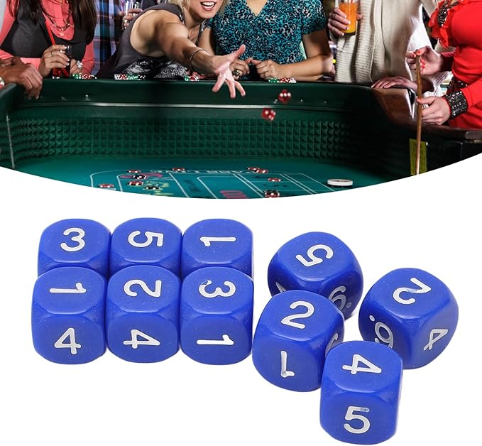 Number Dice, 20 6Sided Plastic Dice, Rounded Corners (Blue)