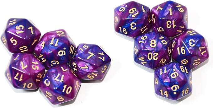 SmartDealsPro 10-Pack 20 Sided Dice D20 Polyhedral Dice for DND RPG MTG Table Game (Blue-Purple)