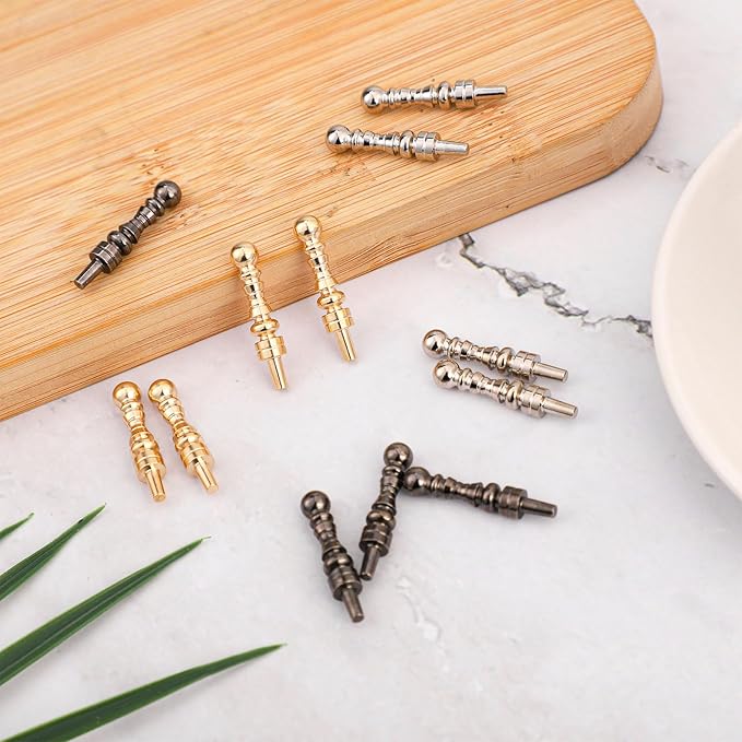 12pcs Metal Cribbage Pegs Fit Cribbage 1/8 Holes, Unique Crib Board Pegs Scoring Pins Crib Accessories for Family Friends Traditional Board Game (Gold, Silver, and Black)