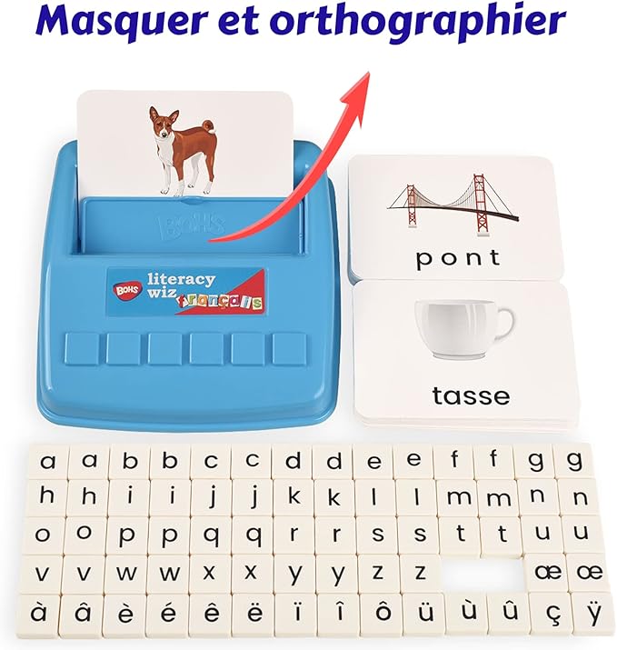 BOHS French Literacy Wiz Fun Game - Lower Case Sight Words - 60 Flash Cards - Preschool Language Learning Educational Toys