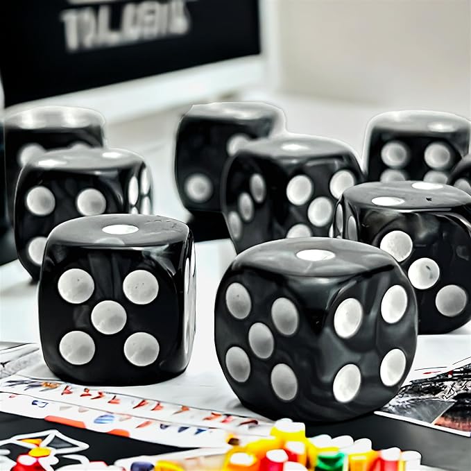 Luck Lab 10 Piece D6 Dice Pack - Acrylic Dice for RPG MTG DND Dice Table Games and Board Games (Black Pearl)