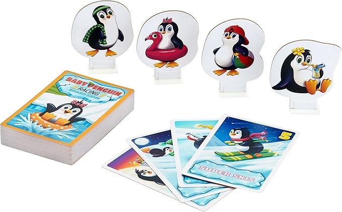 Jumping High Fives Baby Penguin Racing Board Game - Snowy Penguin Race Game for 2-4 Kids Ages 4 and Up, Children Learn New Skills While Sliding Down The Iceberg to Reach The Polar Party