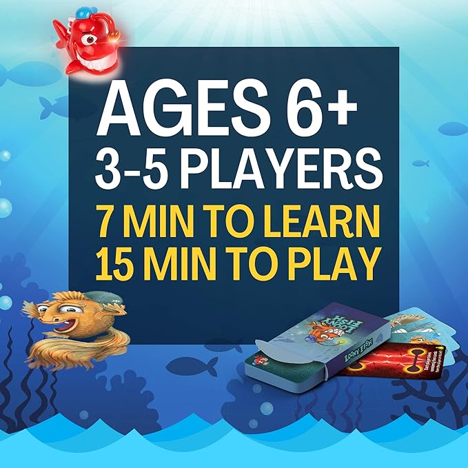 Loonyfish Card Game: Fun, Family-Friendly, Interactive, Electrifying, for Adults, Teens, and Kids, 6 Years and Up, 3 to 5 Players