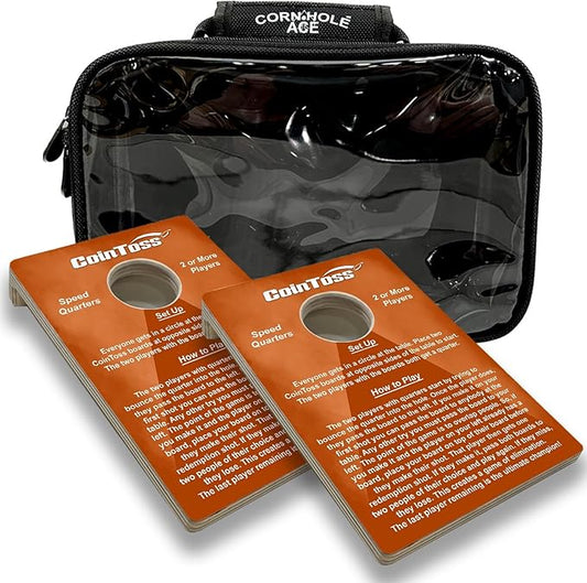 2 CoinToss Boards and Carry Case Set - Speed Quarters - Orange