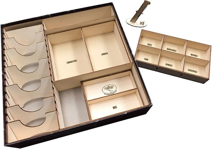 The Broken Token Board Game Organizer - Dead of Winter Compatible Wood Storage Box with Multiple Trays and Dividers