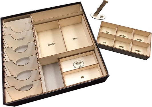The Broken Token Board Game Organizer - Dead of Winter Compatible Wood Storage Box with Multiple Trays and Dividers