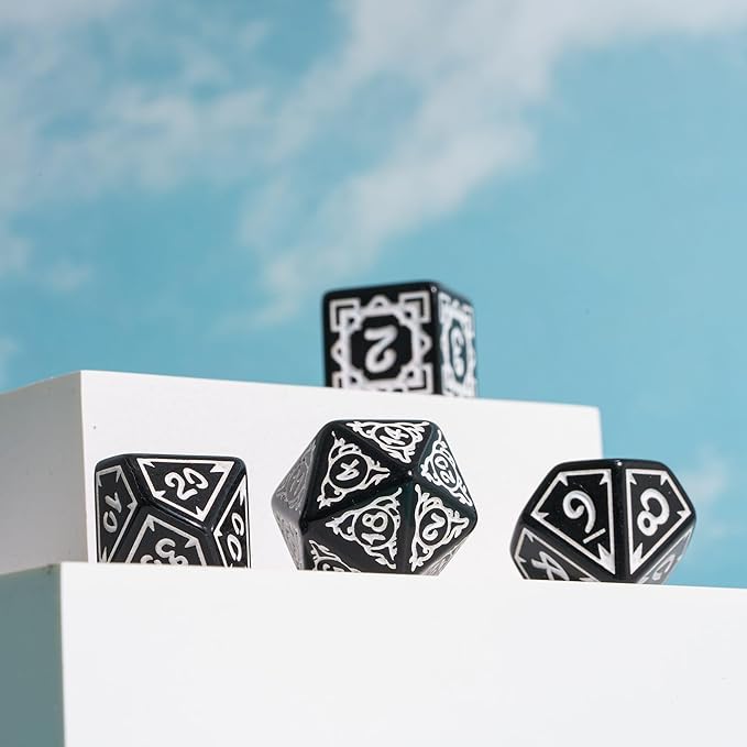 DND Dice Set -D&D Polyhedral Dice (7 Pcs) Druid Dice with Leather Dice Bag for Dungeons and Dragons Role Playing Dice Games RPGs(Druid - Black White)