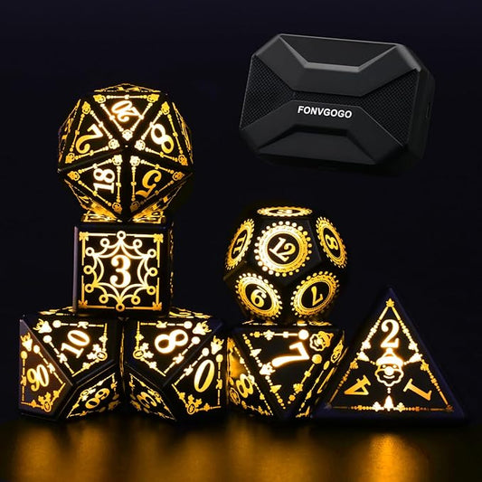 LED Dice, Light up DND Dice Rechargeable Flashing Electronic Glow D&D Dice Set for Dungeons and Dragons Role Playing Game (Yellow)
