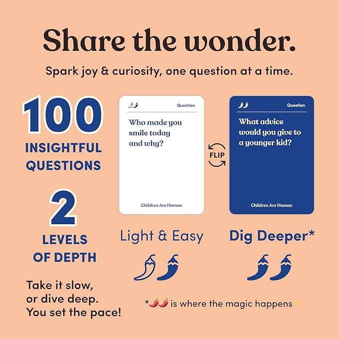 Children are Human 140 Conversation Cards to Help Bond with Kids, Card Game for Elementary School Children, Designed by Experts for Grades 2 to 5, Ages 7 to 10+