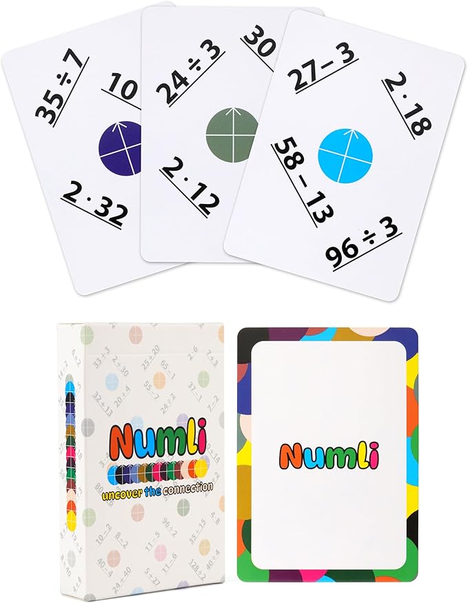 Numli - Summer Math Booster Game 5th, 6th, 7th Grade - More Fun Than Flash Cards - Add, Subtract, Multiply, Divide - Classroom Games - Educational Games - Math Card Games