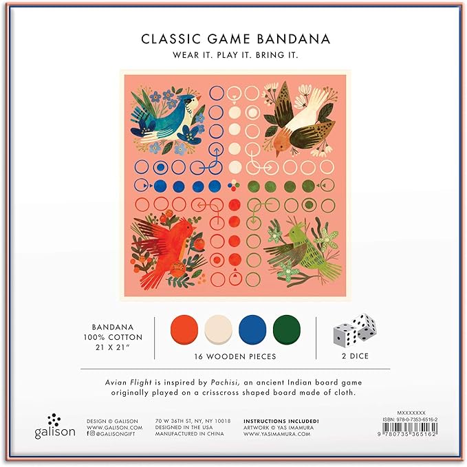 Galison Avian Flight Classic Game Bandana, Multicolor