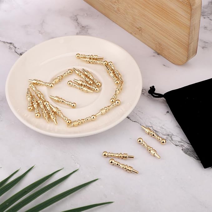 12pcs Cribbage Board Pegs, Gold Brass Cribbage Pegs Board Score Pins Fit 1/8 Inch Holes Game Accessories for Traditional Game