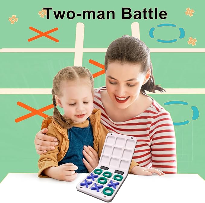 Portable 3D-Printed Tic-Tac-Toe Game – Magnetic Closure Travel Puzzle Game in Pocket-Sized Box – Fun Brain-Boosting Toy for Ages 3+
