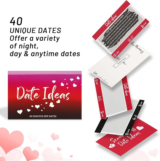 40 Adventure & Naughty Date Ideas for Him or Her, Fun Scratch Off Date Night Ideas for Boyfriend and Girlfriend, Romantic for Men Women Wife or Husband, Stocking Stuffers