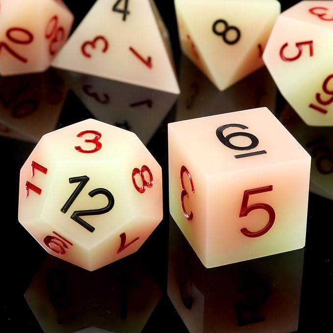 Haxtec DND Dice Set Sharp Edge Resin Dice with Dice Case Red Black D&D Dice Set for TTRPGs Dungeons and Dragons Gifts 16mm
