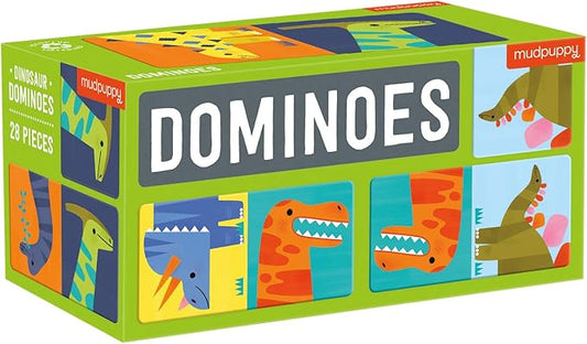 Mudpuppy Dinosaur Dominoes Giant Domino Set for Kids, Matching Game for Ages 3-8, 2+ Players Includes 28 Jumbo Double-Sided Dominoes