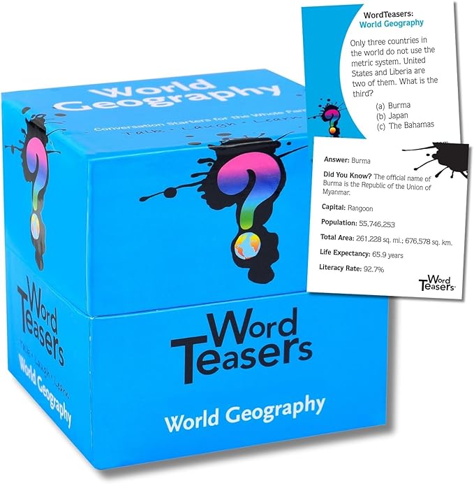? WORD TEASERS World Geography - Geography Game for All Ages - Fun & Interesting World Geography Trivia Game - 150 Geography Trivia Cards