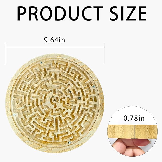 Round Wooden Labyrinth Board Game,Marble Maze for Education and Fun Strategy Game,Brain Teasers Puzzle Toy Gifts for Kids Teens Adults