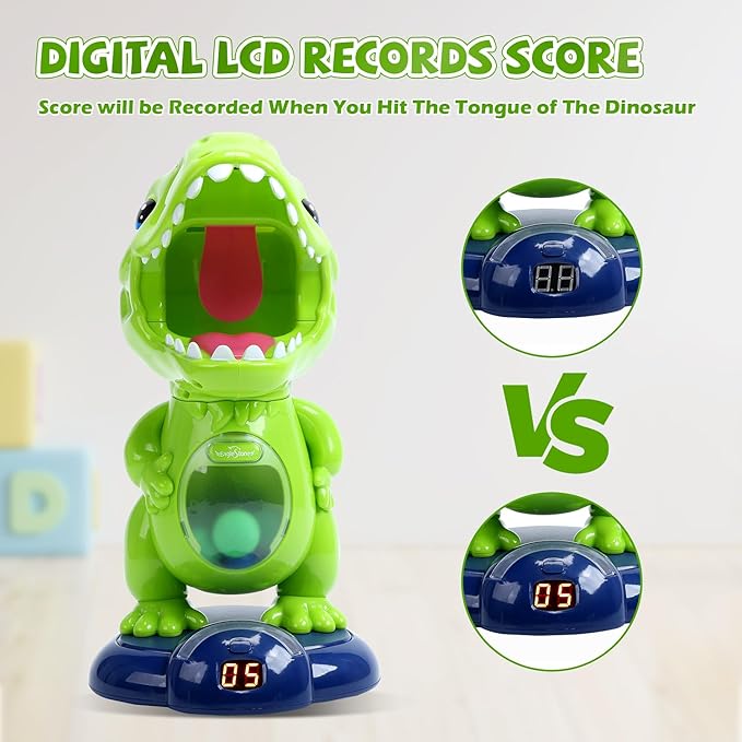 EagleStone Movable Dinosaur Shooting Toys for Kids,Electronic Target Shooting Games with 2 Pump Gun,48 Balls Party Favor Toys with Score Record, LED & Sound, Dino Toys Gift for Boys and Girls