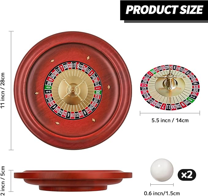 Russian Wooden Roulette Game,11Inch Roulette Wheel Set, Casino Gaming Table, Roulette Game
