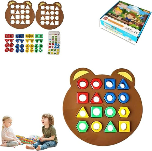Shape Matching Game, Hailoyearn Shape Matching Game, Geometric Shape Quick Matching Board Game, Cute Bear Shaped Checkerboard Interactive Board Games for Two Players