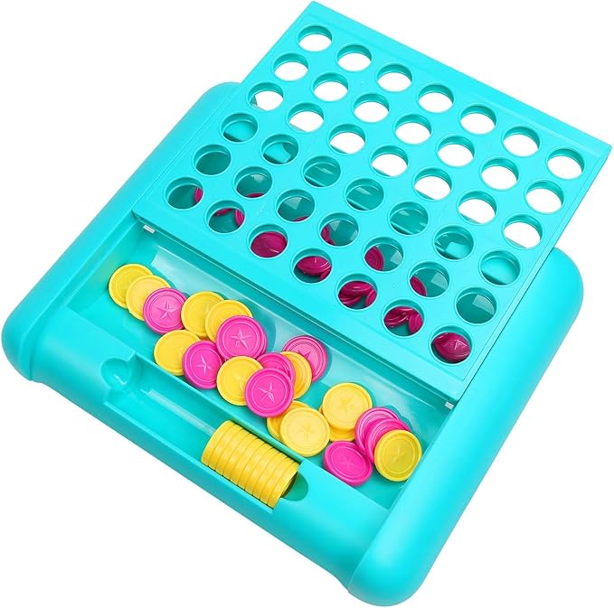 IAMGlobal 4 in a Row, Board Games, Four in a Row Game, Travel Size Line Up 4, Classic Family Toy for Kids and Family for Fun (Blue) (9.8 Inch)