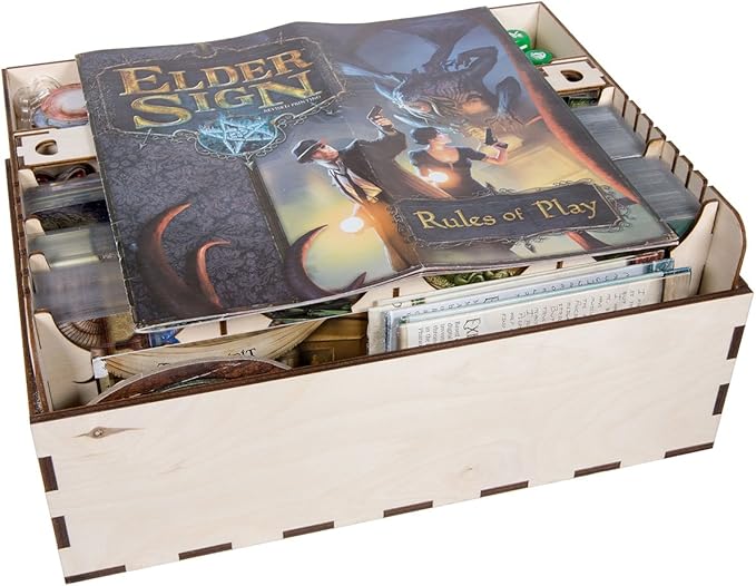 The Broken Token Elder Sign Compatible Arkham Museum Crate - Wooden Storage Box with Multiple Trays and Pockets
