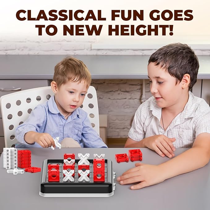 3D Tic Tac Toe Game, Travel Pack Challenging XO Blocks Board, Travel Board Games, Bar Games, Party Game, Family Games, Game Night for Adults