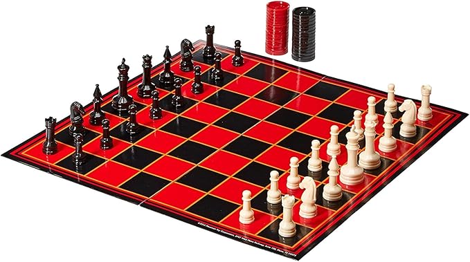 Pressman Chess / Checkers / Backgammon - 3 Games in One with Full Size Staunton Chess Pieces and Interlocking Checkers, 15.62 x 8.00 x 1.50 Inches