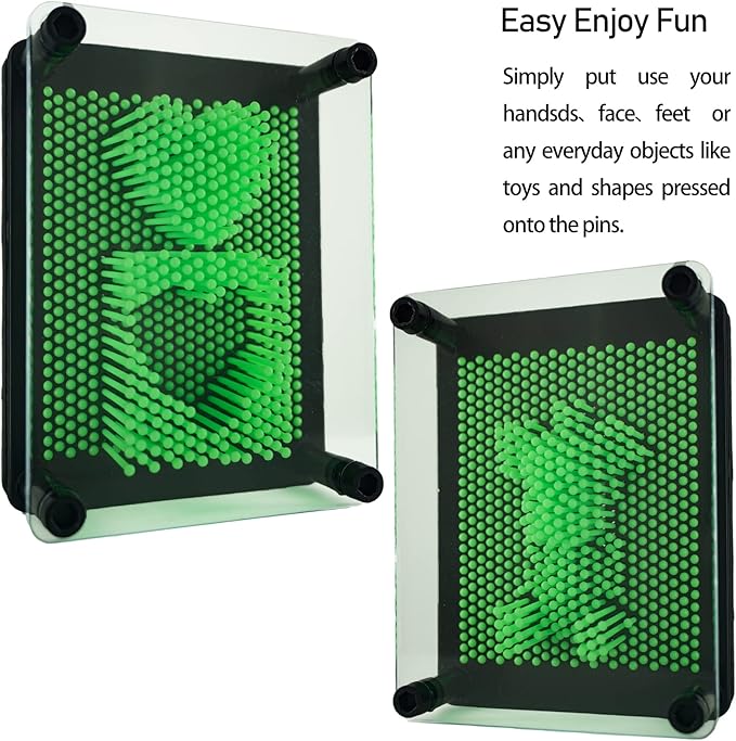 3D Pin Art Sensory Toy Size 5x3.7 Inches Needles Pin Impression Toy Intellectual Fun Rainbow Toys, Green