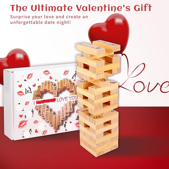 Lust Tower Games - 2025 Super Naughty Tower Game for Adults, Valentine Tumbling Tower Stacking Blocks for Date Nights Ideas and Valentines Gifts