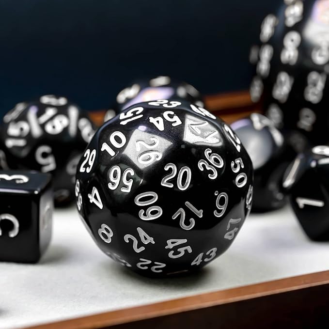 15 Pieces Complete Polyhedral DND Dice Set D3-D100 Spherical D&D Dice Set with Dragon Eye Dice Bag, D100 Dice for Dungeons and Dragons, RPG, MTG Table Games(Black w/White Numbers)