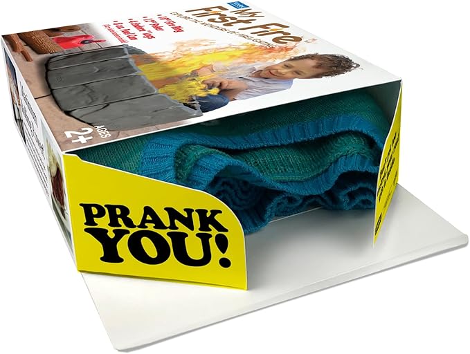 Prank-O My First Fire Prank Gift Box – Empty Box for Wrapping Real Presents – Hilarious Fake Packaging for Birthdays, Christmas, and Holidays – Fun Gag Gift Box for Men, Women, and Kids