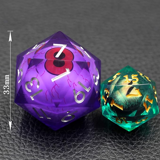 33mm Dragon Eye D20,D&D D20 dice,Liquid Core Single Dice D20 for Role Playing Table Games