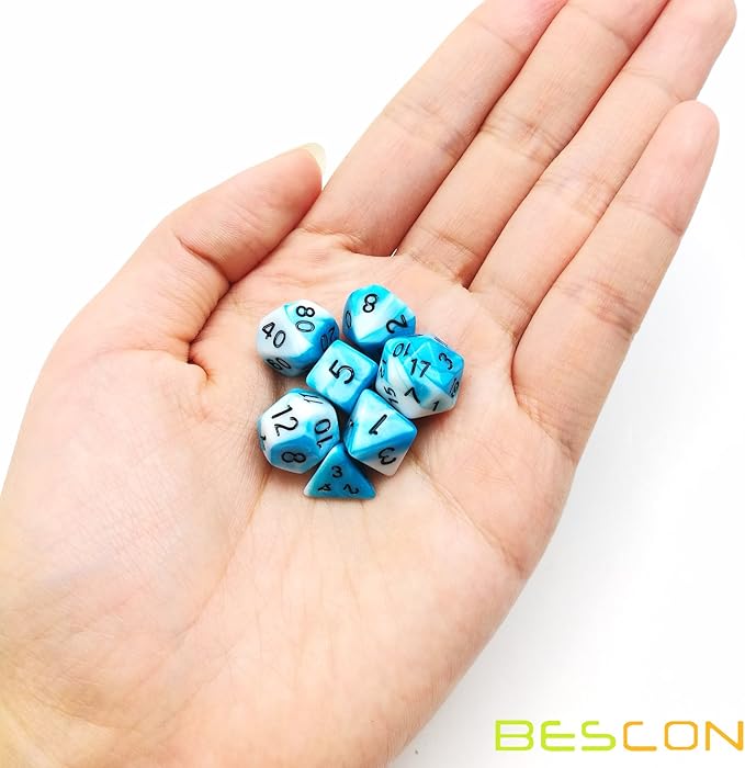 Bescon Mini Gemini Two Tone Polyhedral RPG Dice Set 10MM, Mini RPG Dice Set D4-D20 in Tube Packaging, Assorted Colored of 42pcs (7X6