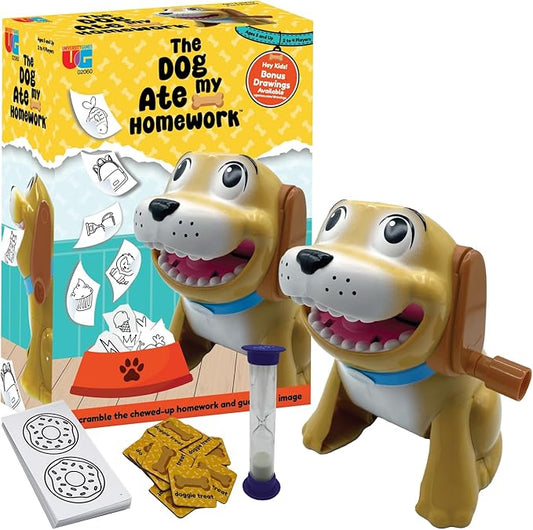 University Games, The Dog Ate My Homework: Easy, Fast-Paced Picture Guessing Game with a Naughty Dog Eating Homework, Ages 5 and Up