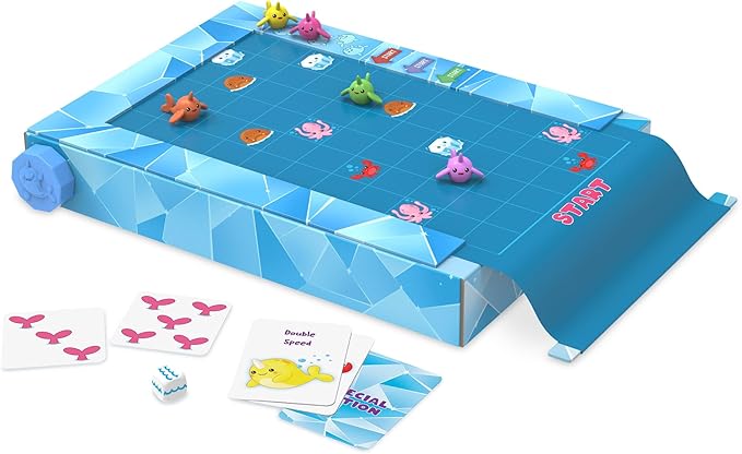 Peaceable Kingdom Narwhal Waterfall Cooperative Game – Fun Games for Kids Ages 6 and Up - Fast-Paced Kid Board Games – Includes Moving Gameboard for Extra Excitement