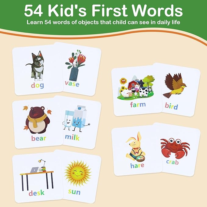 Word Spelling Game, Matching Letter Game for Kids, Fast-paced Word Race Game, 54pcs Flash Cards Alphabet Blocks, Preschool Learning Toys Gift for Kids Ages 3-8