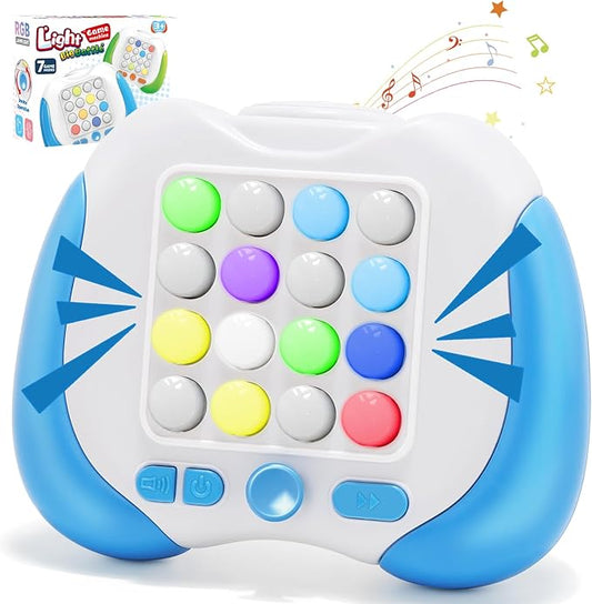 Quick Push Handheld Game for Kids 3-12, 7 Game Mode Flashing Fast Press Push Puzzle Games Sensory Fidget Toys, Christmas Birthday Gifts Travel Toys for Boys Girls Teens Adults - Blue
