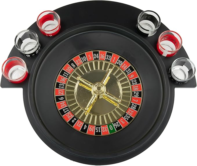 Spin to Win: Fairly Odd Novelties Shot Glass Roulette Set, 6 Glasses, 2 Balls, Party Favorite, Perfect for Groups, 11.25" Diameter