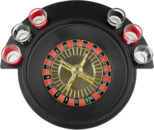 Spin to Win: Fairly Odd Novelties Shot Glass Roulette Set, 6 Glasses, 2 Balls, Party Favorite, Perfect for Groups, 11.25" Diameter