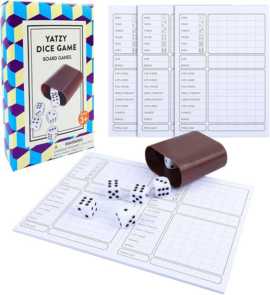 Classic Dice Game with 6 Dice, 1 Convenient Dice Cup, 125 Score Sheets and Instructions - Fun Family Game for Parties, Travel, Camp, and Game Nights - Ideal for 2-6 Players (Ages 3+)