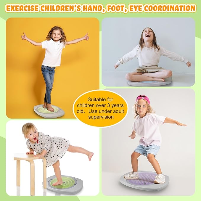 Balance Board for Kids Rocking Seesaw with 3 Replaceable Rocker Boards Plastic Maze Rocker Wobble Disk Sensory Training Toys for Boys Girls Adult Physical Therapy