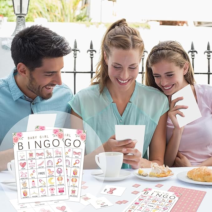Shower Games Bingo Party Game for Gender Reveal Party Pregnancy Announcement 24 Players Bingo Game Cards Party Games Favors Decor for Friends Family Party Holiday Activities Supplies Bingo Game- JK107