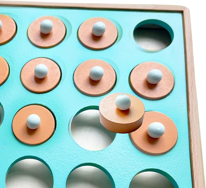 Wooden Match Chess Board Game for Kids - Educational Memory Matching Game for Pre-Kindergarten Early Learning Development