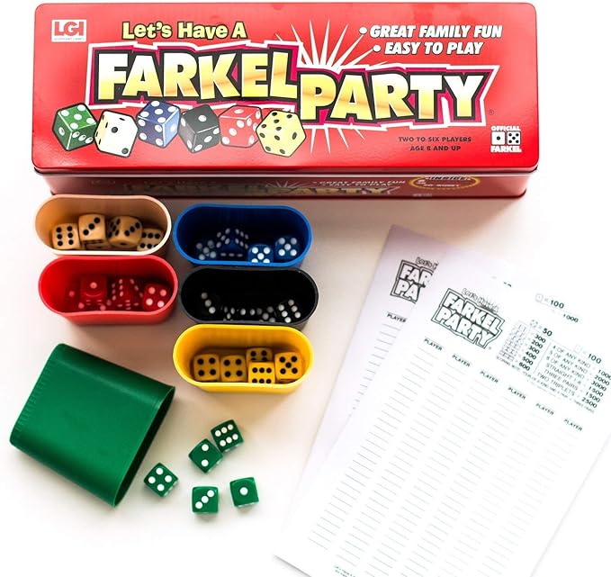 Farkel Party Dice Game – Classic Family Game for Kids & Adults in Travel Tin | Educational, Fun for Game Nights, Parties & Gifts – Portable Dice Game