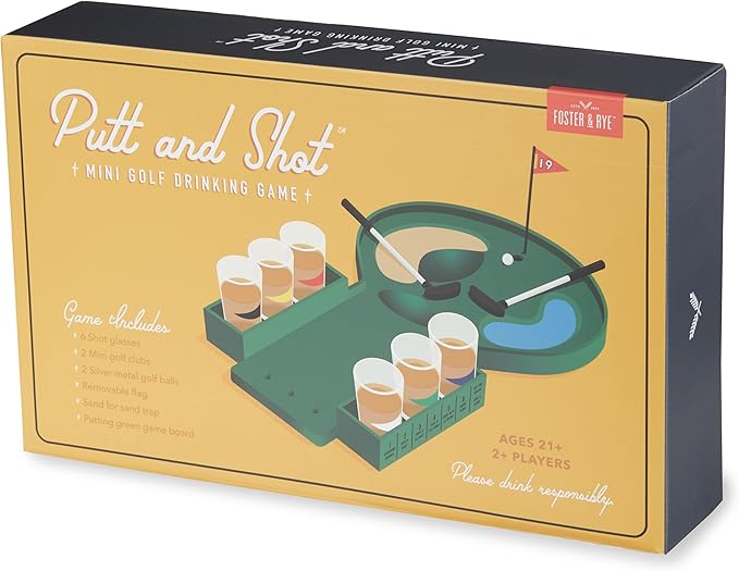 Foster & Rye Putt & Shot Mini Golf Drinking Game, Novelty Bar Games, Party Favors, Groomsman Gifts