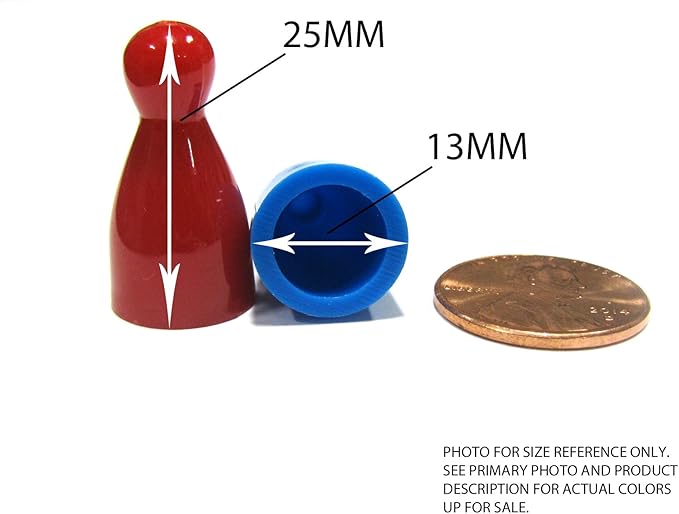 Set of 10 Halma 25mm Pawn Peg Game Pieces Multicolor