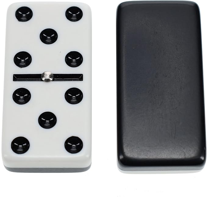 WE Games Two-Toned Black & White Double 6 Dominoes with Spinners - Ideal Size, Vintage Style Case, Family and Adult Board Games
